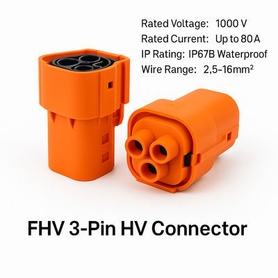 IP67B EVコネクタ 3ピンプラスチック 1000V 80A バッテリーA/C PTC
