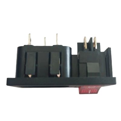 15A 250V パネルマウント IEC C14 ボート形ロッカースイッチ付き入口ソケット