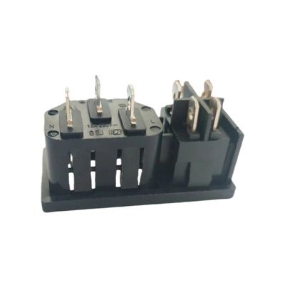 15A 250V パネルマウント IEC C14 ボート形ロッカースイッチ付き入口ソケット