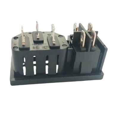 15A 250V パネルマウント IEC C14 ボート形ロッカースイッチ付き入口ソケット