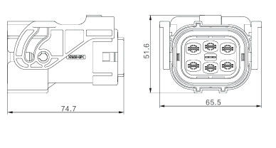 Neopower 6ピン 高電圧 1000V 35A 360° シールド付き自動車用電源・信号コネクター