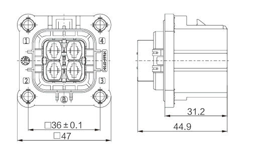 Neopower 4ピン高電圧コネクタ 40A 1000V 電気自動車と産業用アプリケーション