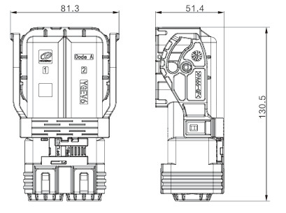 Neopower 2ピンハイボルトハイブリッド電源コネクタ 400A 1000V HVILと360°シールド